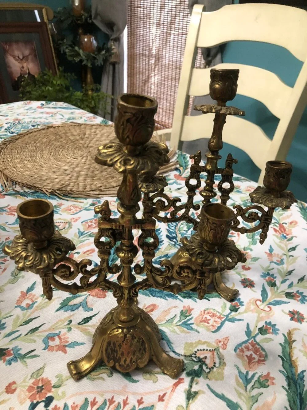 2 Vintage Brass 3 candle candlelabra